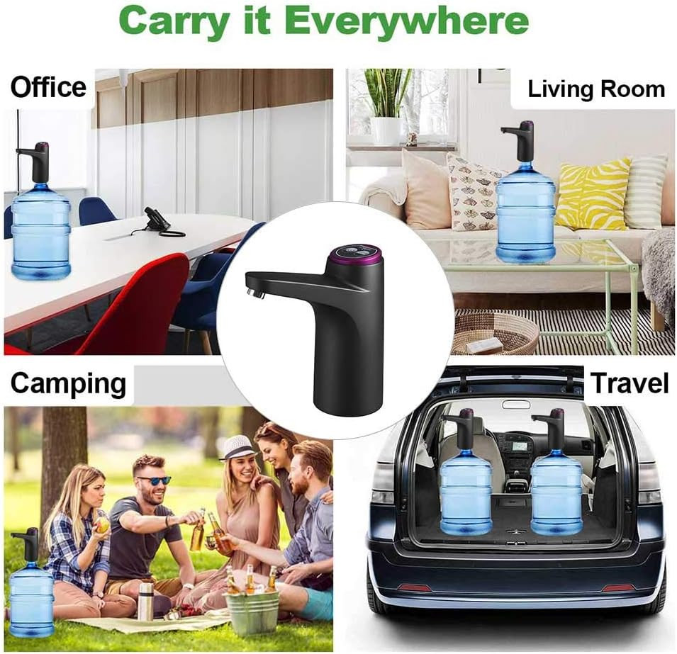Electric Drinking Water Pump, USB Charging Bottled Water Dispenser, Automatic for Universal 3-5 Gallon Bottle, Portable for Indoor & Outdoor
