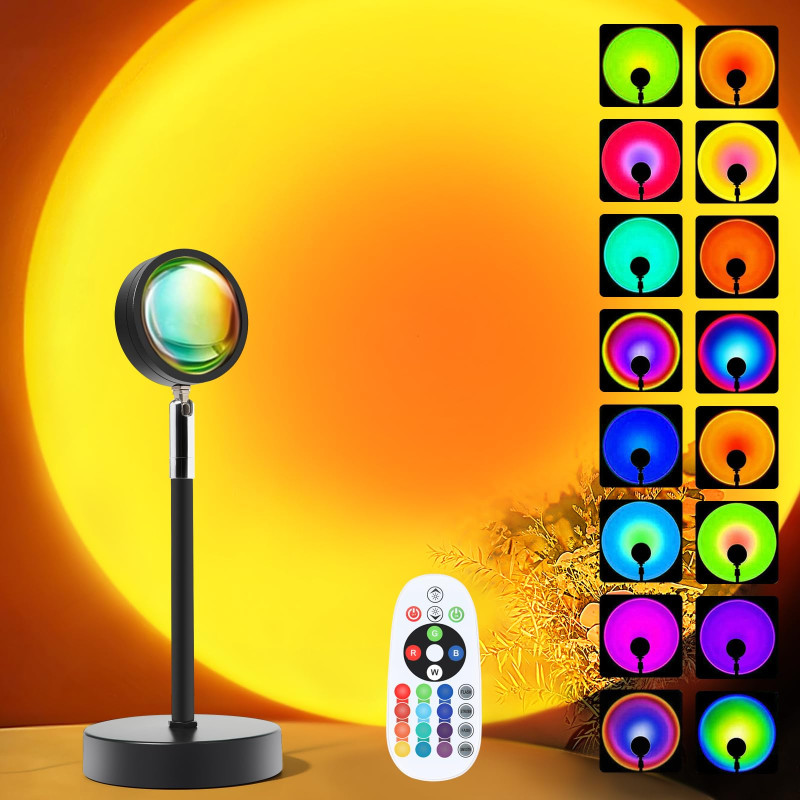 Sunset Lamp Projection - 16 Colour | Sunset Light with 24Keys Remote Multicolour - USB Port-Colour Changing
